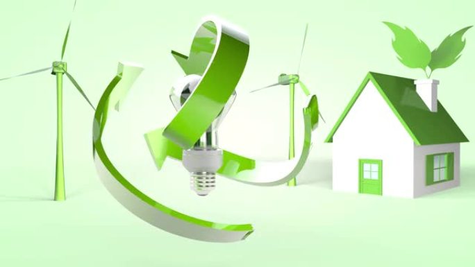 绿色生产和能源生态利用的概念。3D渲染