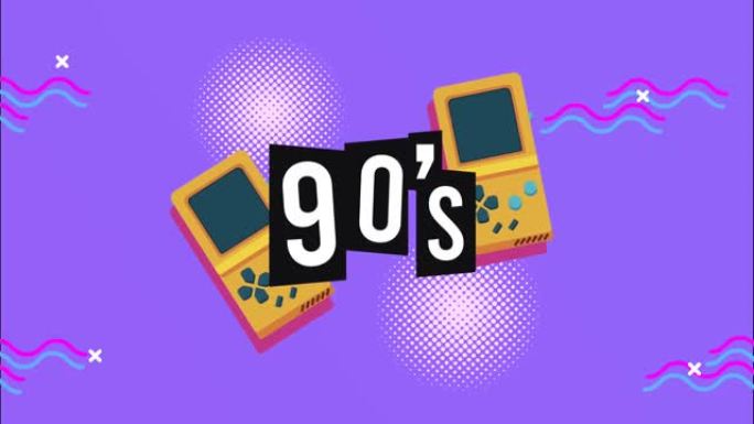 孟菲斯复古风格背景的90年代电子游戏字体