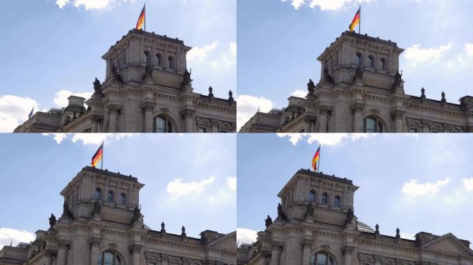德国联邦议院大楼的低角度视图，4k