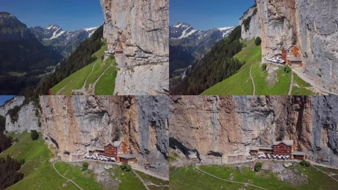 在瑞士阿彭策尔州埃贝纳尔普岩石上的小屋中飞行