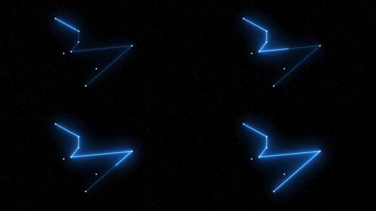 Hydrus-带有星域空间背景的动画十二生肖星座和星座符号