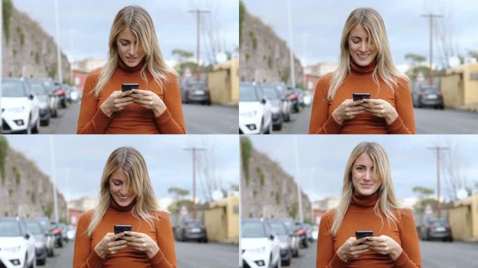 社交，科技-美少女在网上看帖子笑