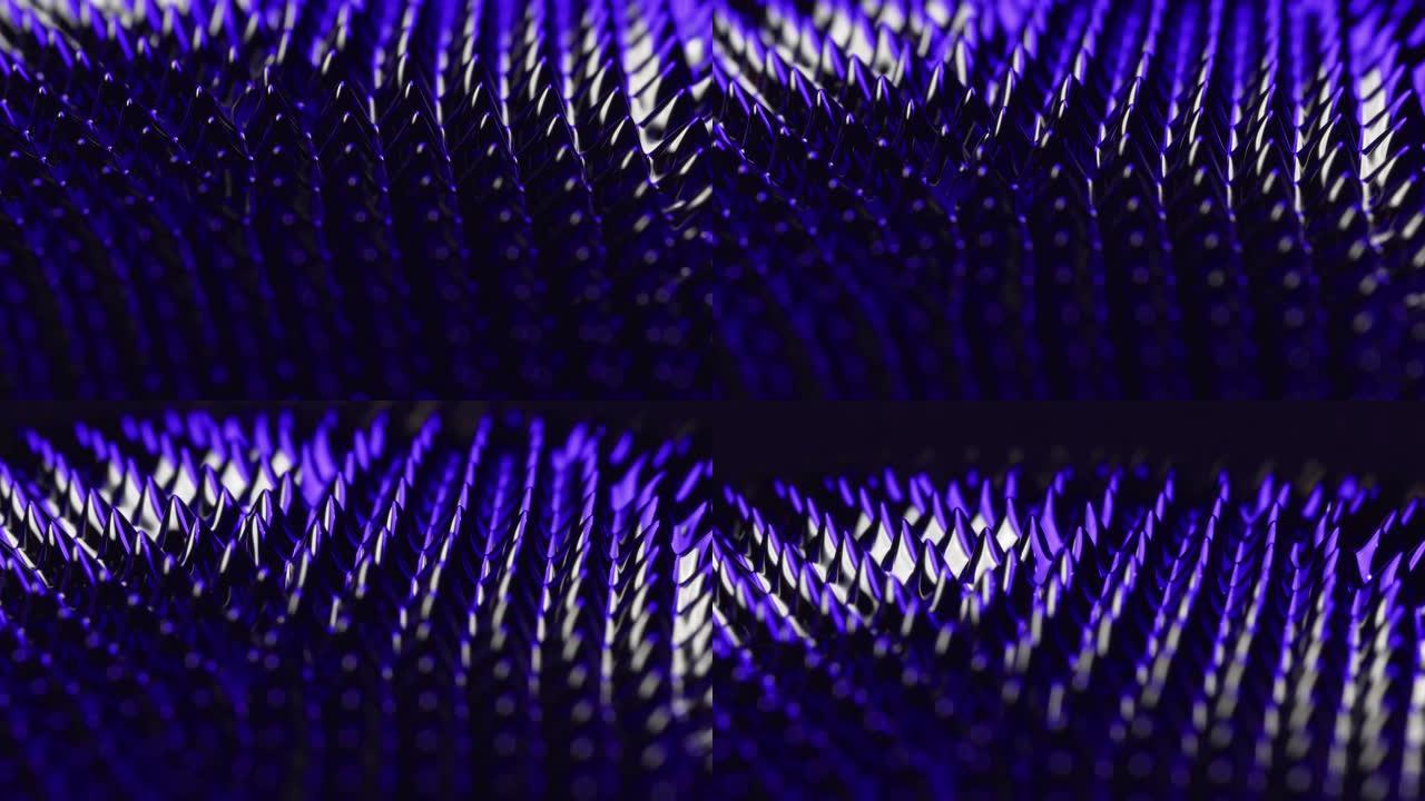 在钕磁铁的作用下，铁磁流体物质上的磁性和深蓝光可以产生令人印象深刻的视觉效果。VJ，科幻小说和抽象艺