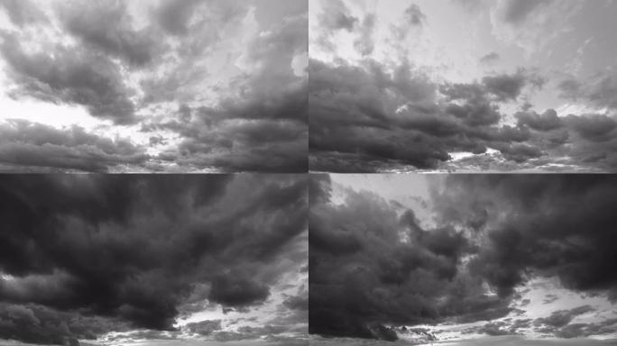 云和天空的黑白时间流逝