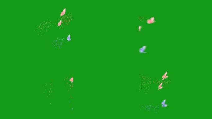 绿色屏幕背景的飞蝶运动图形