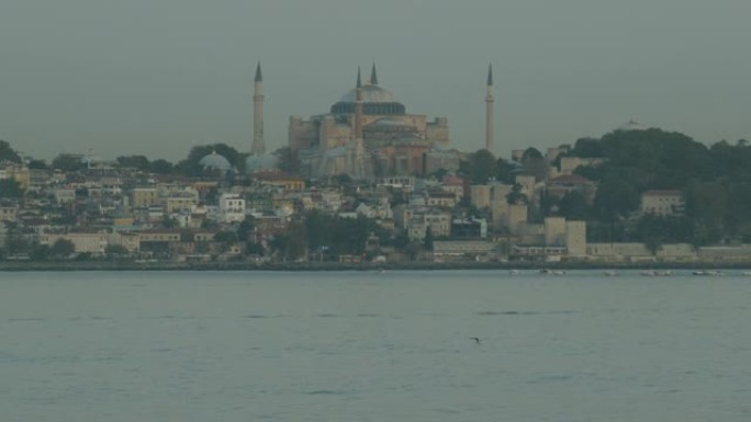 博斯普鲁斯海峡伊斯坦布尔著名景点的早晨景观