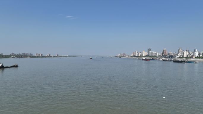 长江及两岸小城航拍，浔阳江段