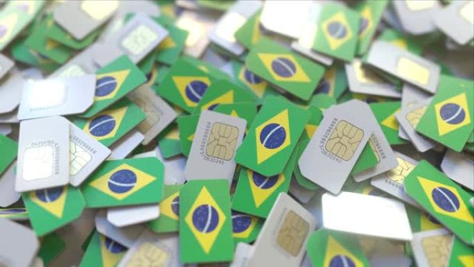 一堆带有巴西国旗的sim卡