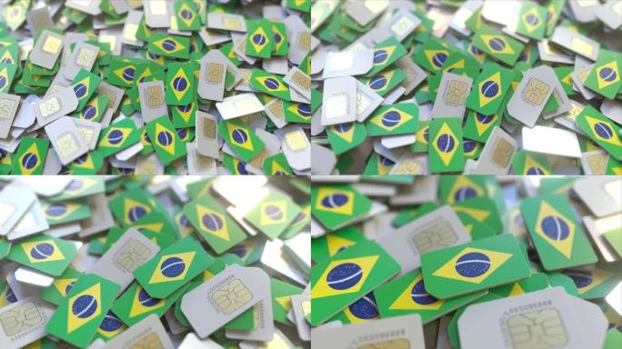 一堆带有巴西国旗的sim卡