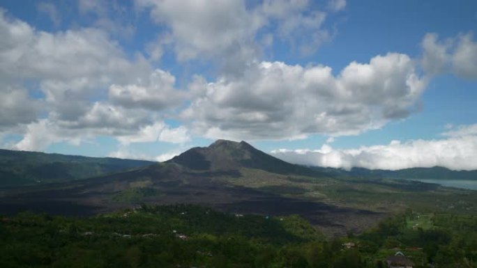 晴天巴厘岛著名火山区湖山顶部全景4k印度尼西亚