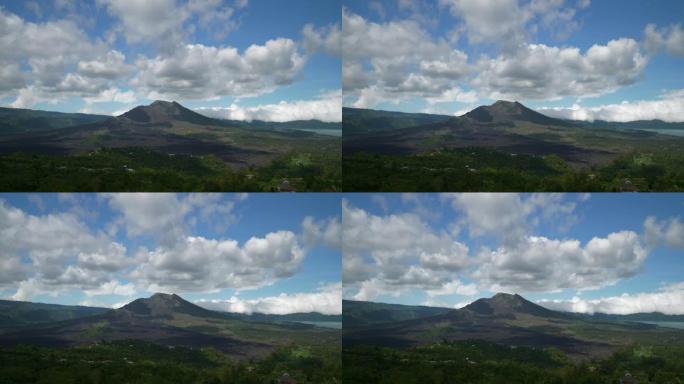 晴天巴厘岛著名火山区湖山顶部全景4k印度尼西亚