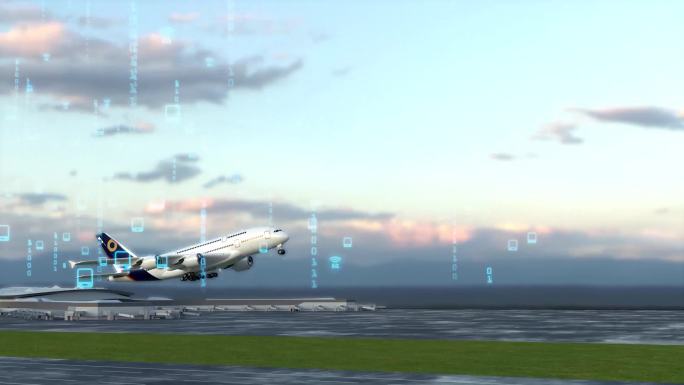 4k飞机机场起飞科技感航运国际贸易运输