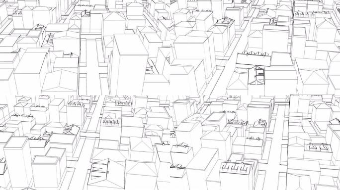 薄线形绘图城市素描镇4k