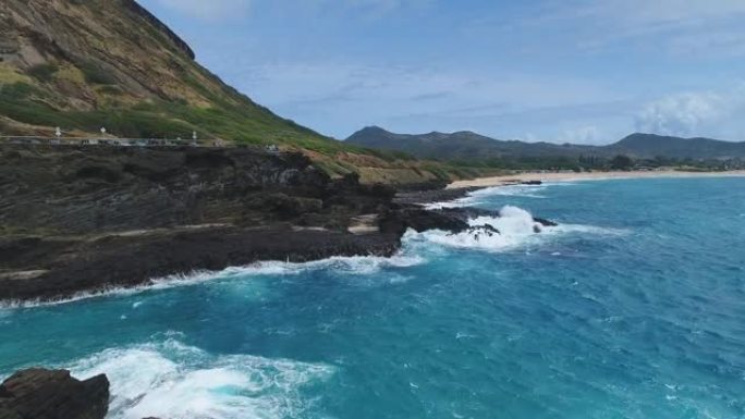 夏威夷毛伊岛岩石悬崖边的天线