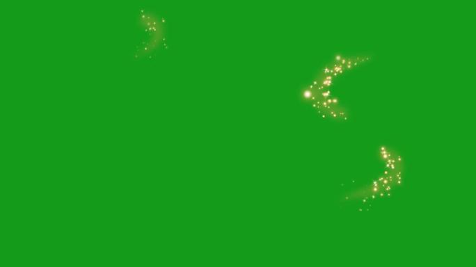 闪亮的星星粒子运动图形与绿屏背景