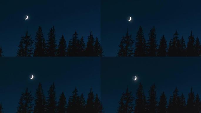 夜空中移动月亮的延时