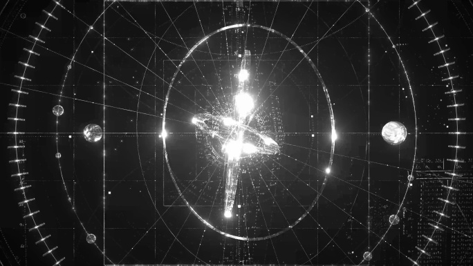 8K黑白抽象天文罗盘史诗时钟背景