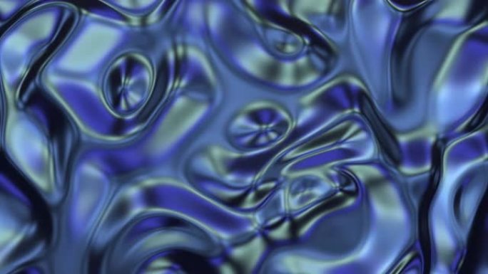 流体抽象背景视频3D插图。明亮的液体大理石彩色抽象。美丽优雅的流动丝绸织物，在风中带有金属波浪。3D