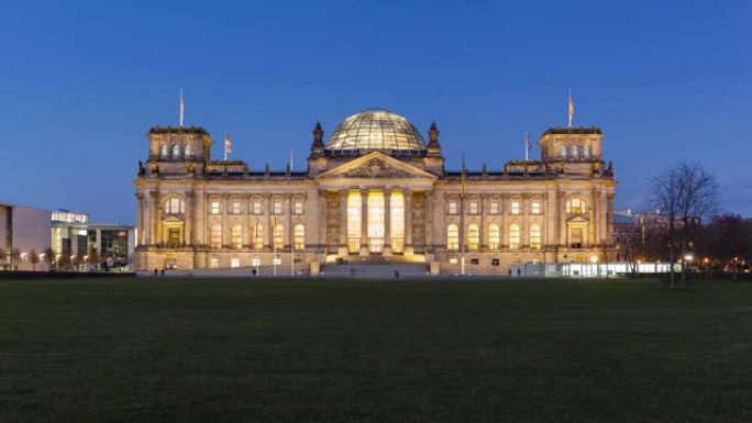 德国柏林国会大厦日夜时间流逝