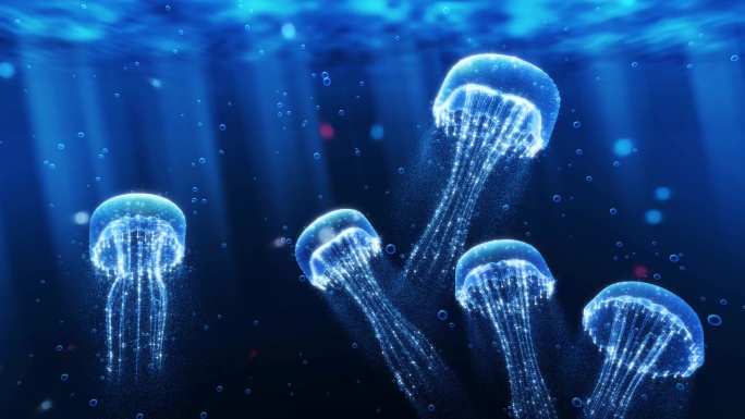 8K深海粒子水母