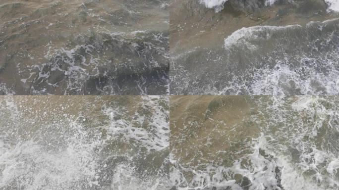 海浪相互搏击。从上方观看。完整镜头。