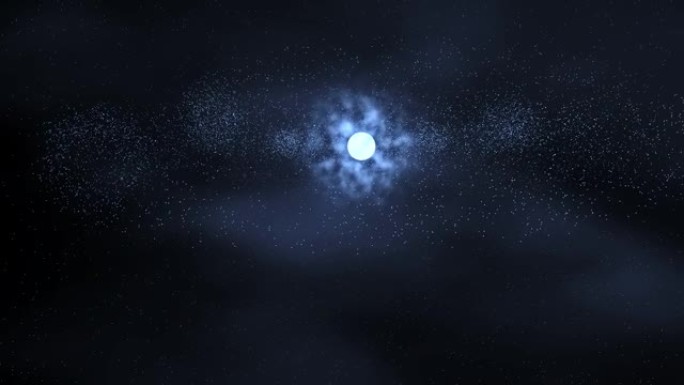飞越太空中的恒星系统。带有太阳的大螺旋星系。行星和恒星系统的3d动画