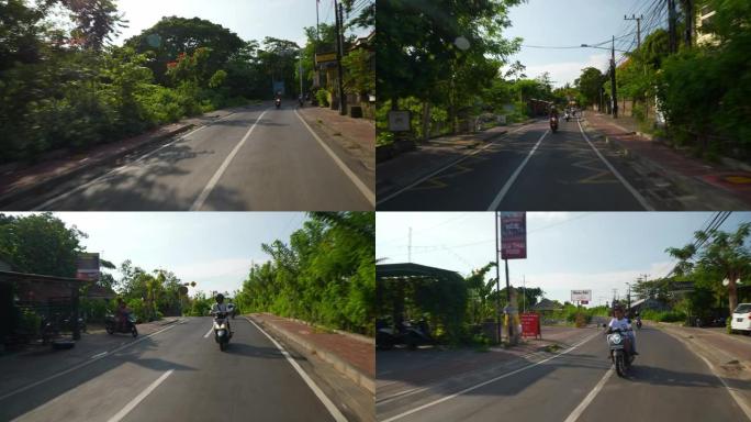晴天巴厘岛金巴兰区踏板车公路旅行背面pov全景4k印度尼西亚