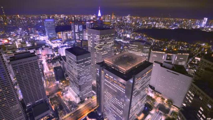 新宿的夜景衬砌着摩天大楼