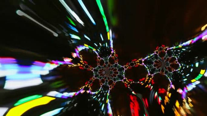 抽象形状心形彩虹色滚动看起来像两个孔雀蜘蛛镜反射和移动融合