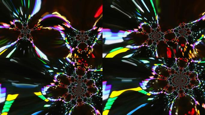 抽象形状心形彩虹色滚动看起来像两个孔雀蜘蛛镜反射和移动融合