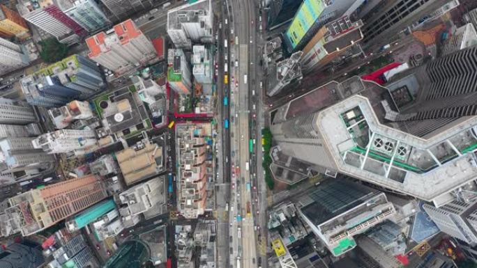 香港4k日间城市景观交通道路空中俯拍全景