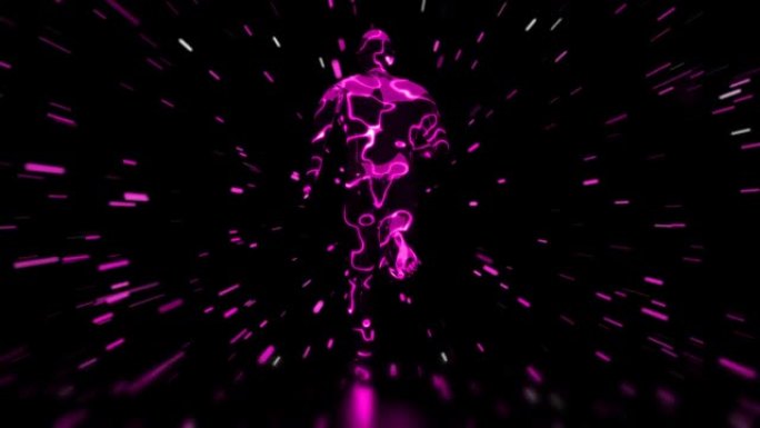奔跑的人对抗粒子3D抽象紫色背景