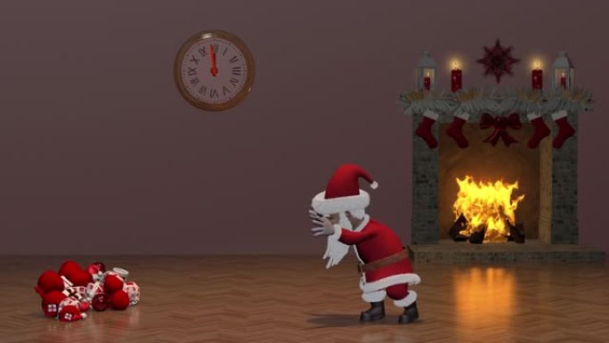 圣诞动画。圣诞老人在施魔法。礼物的圣诞树出现了。圣诞快乐，新年快乐2020动画。阿尔法频道。