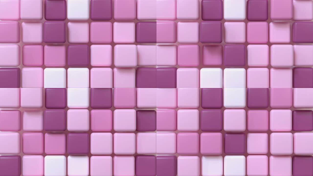粉色白色方形抽象3d渲染运动背景