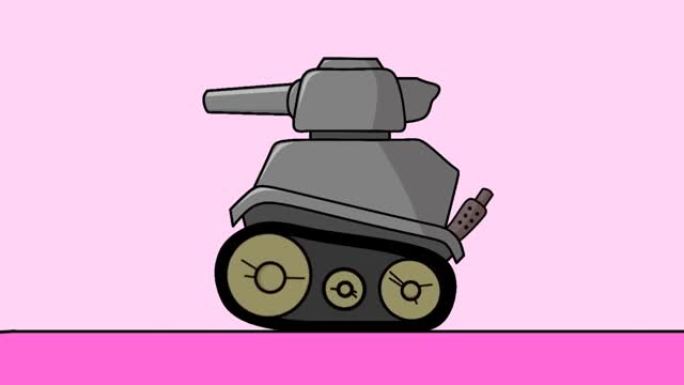 坦克钢铁士兵行走的动画视频卡通