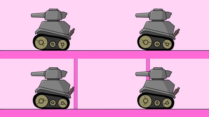 坦克钢铁士兵行走的动画视频卡通