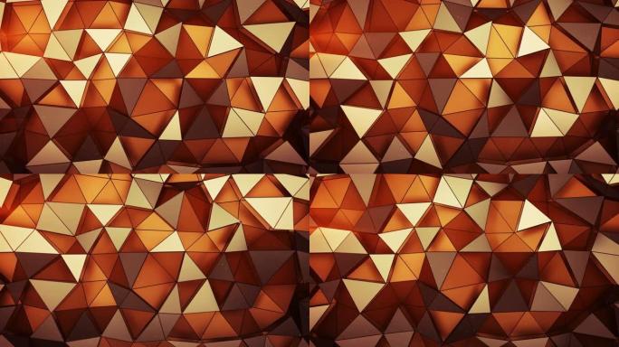 多层低聚橙色表面无缝循环3D渲染动画
