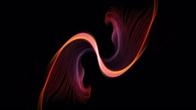 抽象的波线孤立在黑色上。烟雾和火灾-生成4k计算机
