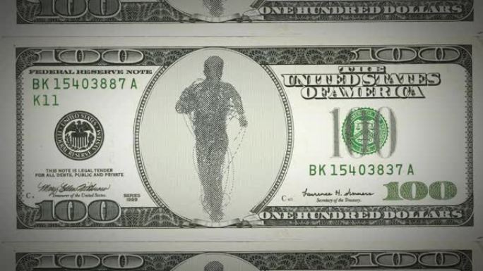 在百元钞票上运行货币流通视频素材国外外国