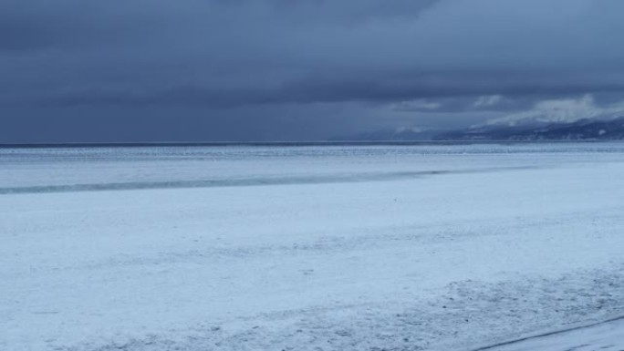 漂流冰和北海道鄂霍次克海。