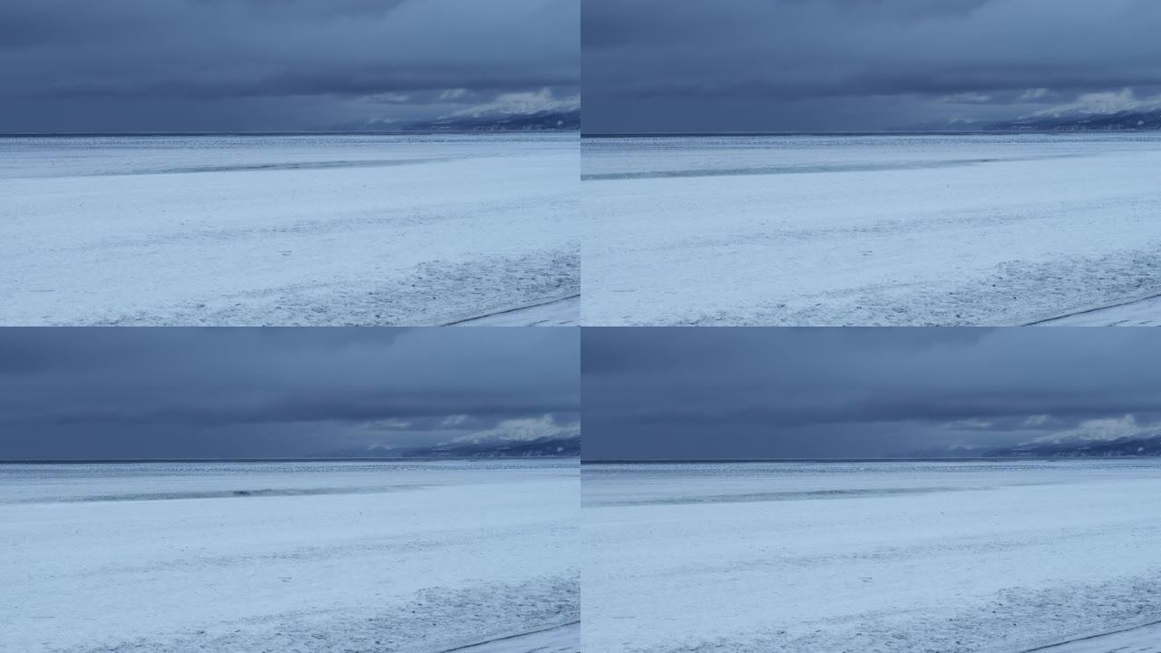 漂流冰和北海道鄂霍次克海。