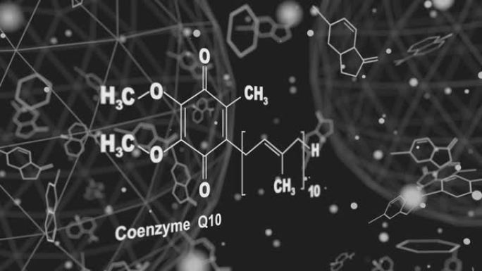 辅酶Q10配方。化学元素视频背景