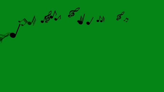绿色屏幕背景的音乐符号运动图形
