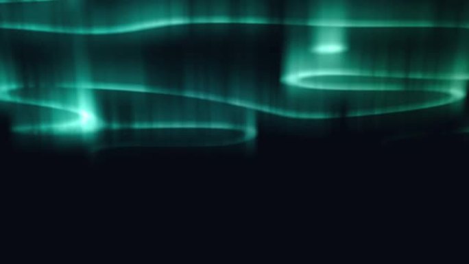 北极光的动画在夜间景观上蓝色发光的轨迹