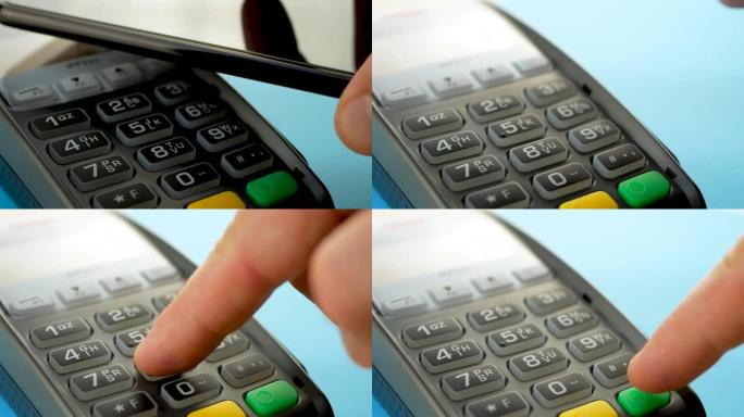 客户使用NFC技术的智能手机进行远距离支付