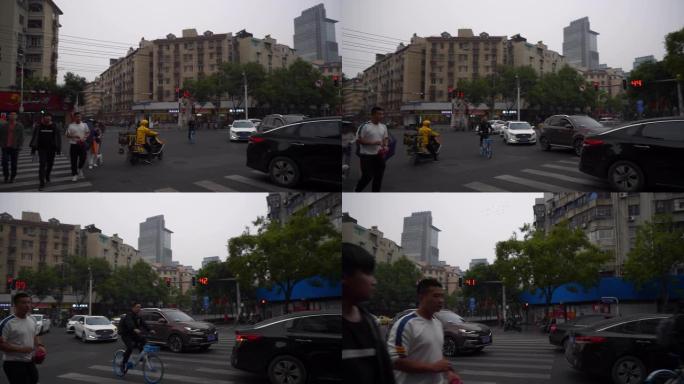 暮光之城南京市老城区交通街十字路口慢动作全景4k中国
