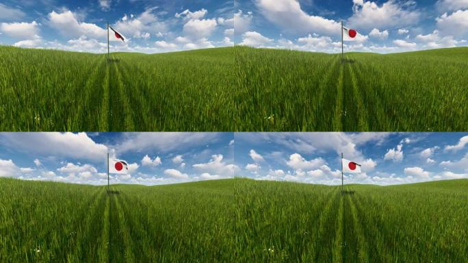晴天在草地上的日本国旗