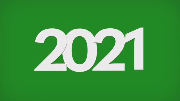 4k白色2021新年快乐绿色背景