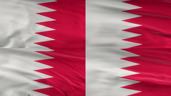 巴林国旗飘扬在风seamles循环三维动画。4 k的决议