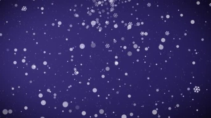 4k蓝色圣诞背景与雪花